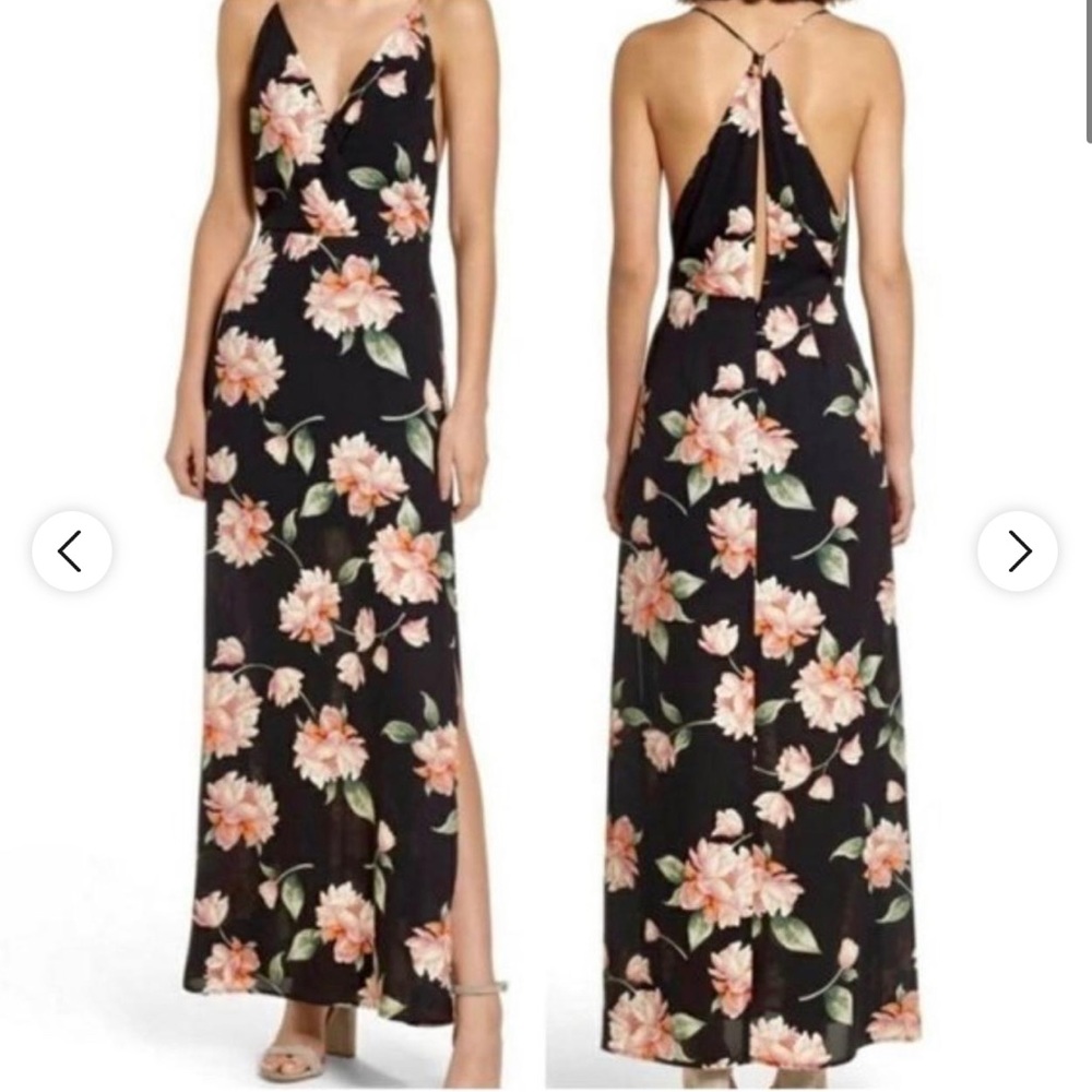 LUSH Black Floral Maxi dress. Size L